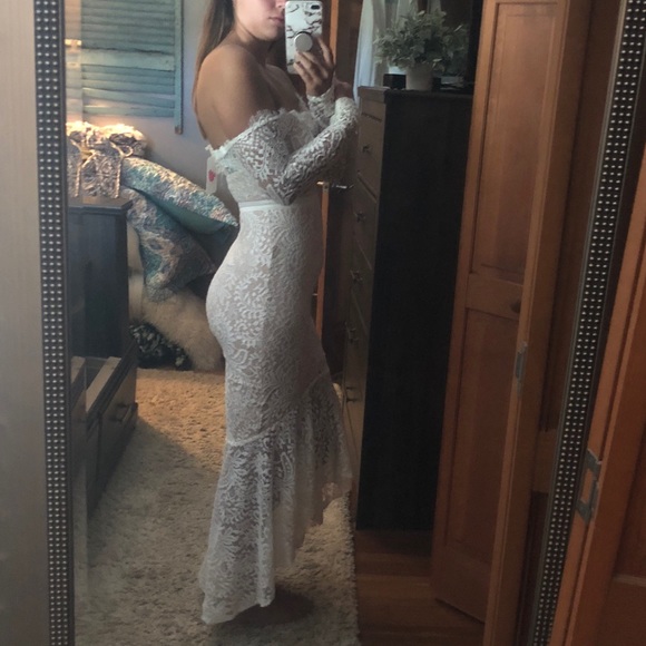 White lace high low dress - Picture 2 of 3